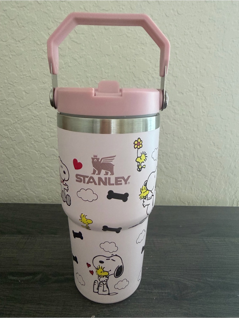 Snoopy & Woodstock Pink Stanley 20oz Tumbler w/ Handle + Box